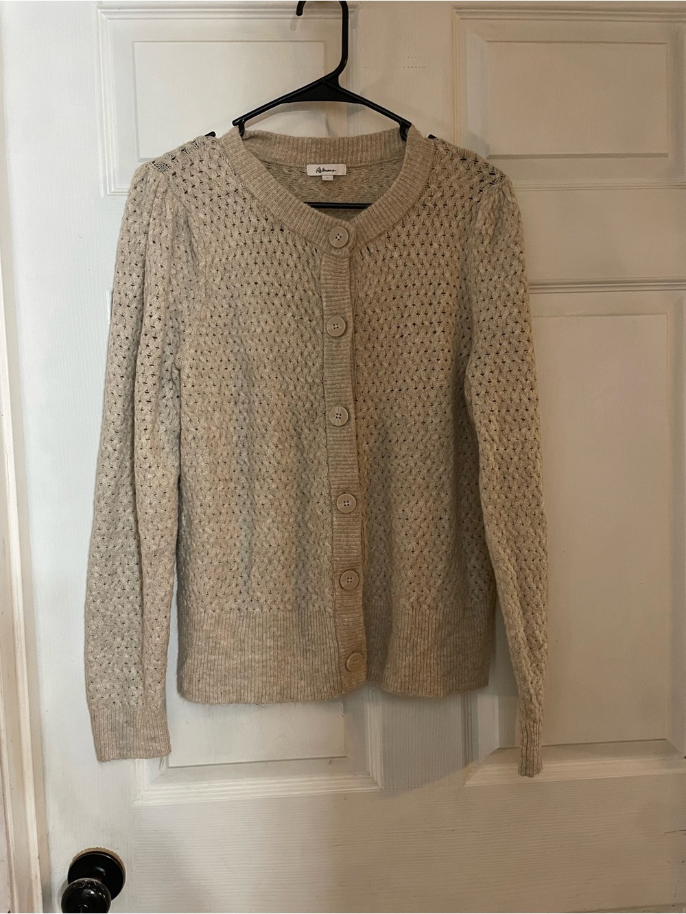 Reitmans Cream Pointelle Button Front Cardigan Large